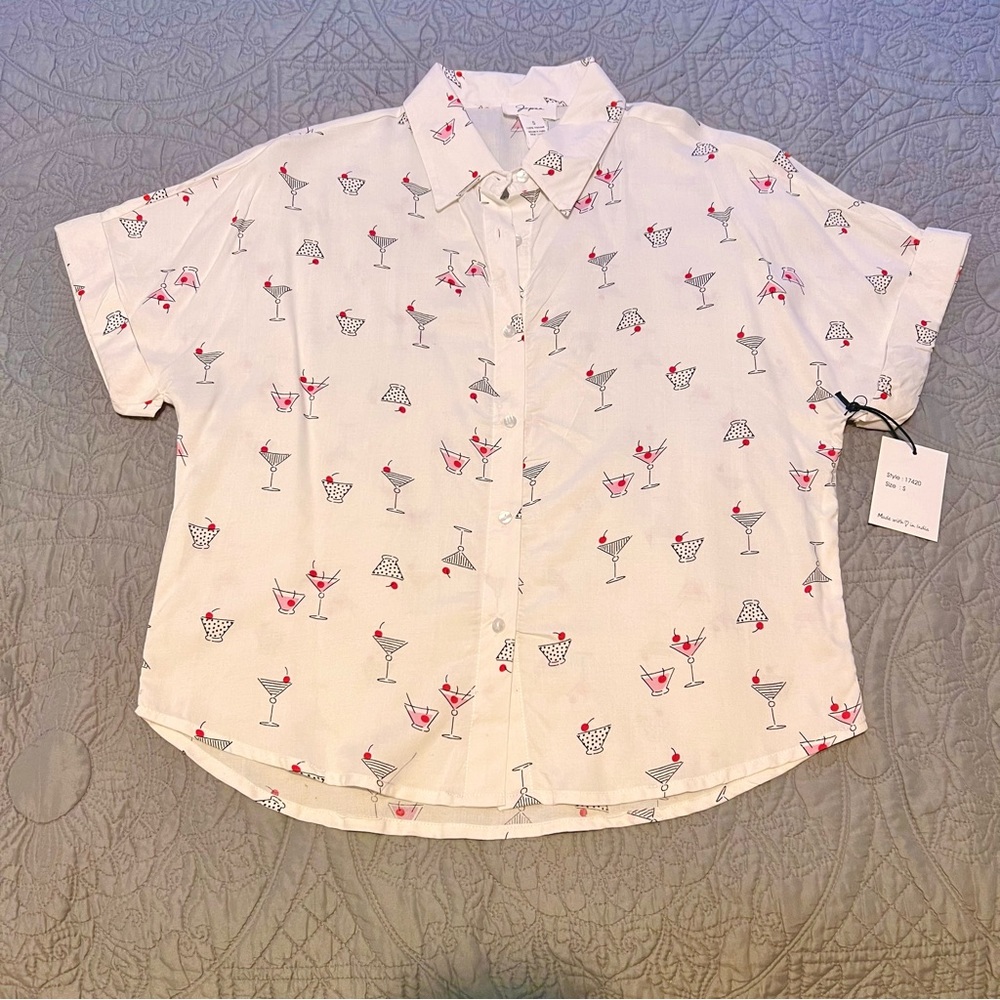 Women bottom down white casual shirt of size S